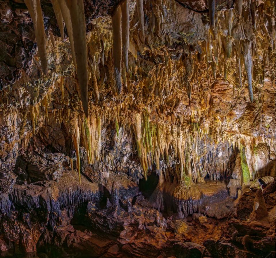 Caves with stalactites and stalagmites, fascinating underground natural formations.