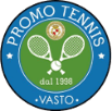 Logo di Promo Tennis Vasto, dal 1998, con due racchette e una pallina.